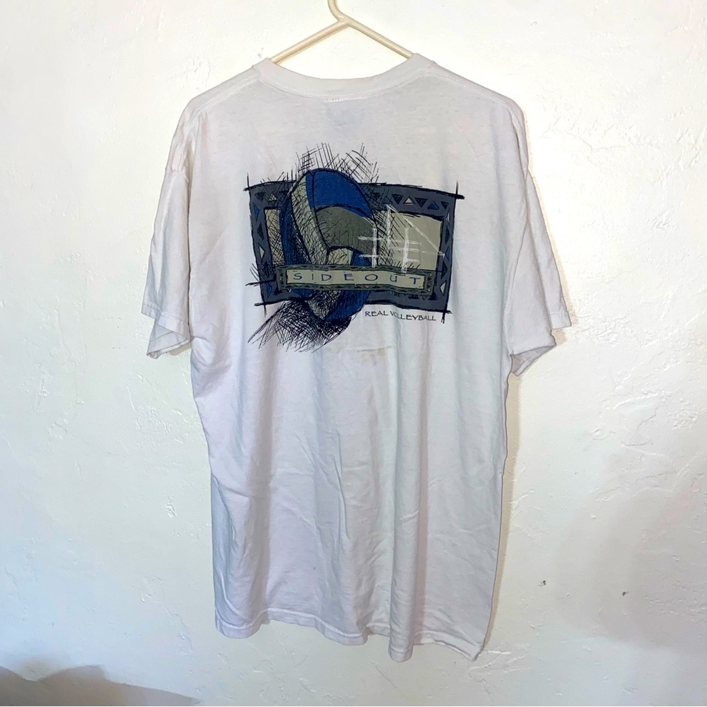 Vintage USA 90’s Sideout Beach Volleyball T Shirt Tee Graphic Logo 100% Cotton